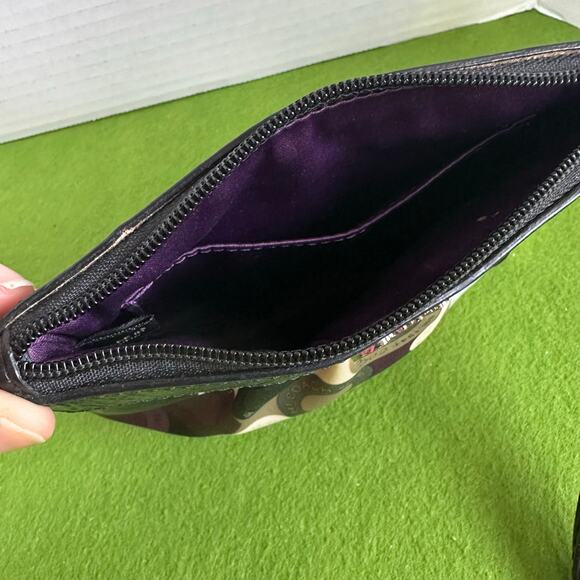 Coach wristlet leather trimmed, satin purple interior w charm - Perfect new - Picture 4 of 11